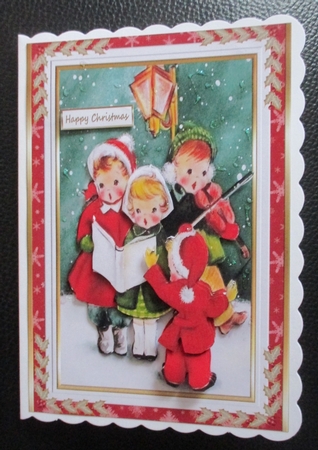 Carol Singing Christmas Decoupage Vintage Topper by Davina Rundle