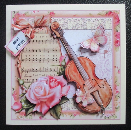 Sweet Music Violin Card Front Kit by Davina Rundle