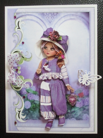 Sweet Little Lilac Flower Garden Card Front & Decoupage by Davina Rundle