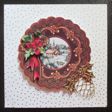 Vintage Christmas Church Round Topper  1 by Davina Rundle