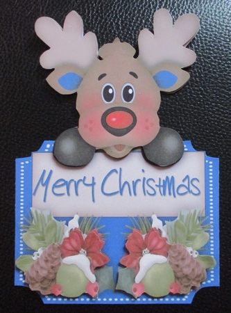 Over The Edge , Reindeer greetings , Blue by Davina Rundle