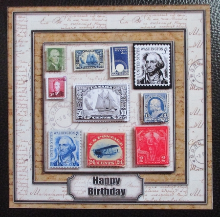 Stamp Collector 8x8 3 Page Decoupage Mini Kit by Davina Rundle