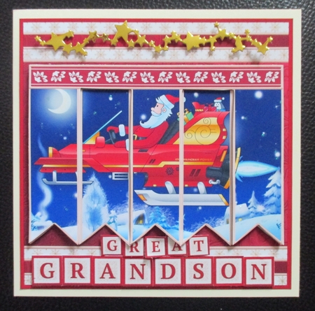SANTAS ROCKET SLEIGH Christmas 7.5 Quick Card Kit Create Any Name Alphabet in 2 sizes by Davina Rundle