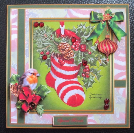 Christmas stocking with holly by Davina Rundle
