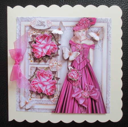 Vintage Lady with Pink Roses Mini Kit3 by Davina Rundle