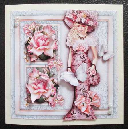 Vintage Lady with Roses Mini Kit4 by Davina Rundle