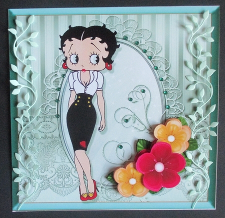 Betty Boop Card Front Green Tone  4 by Davina Rundle