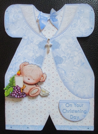 Blue Christening Suit Boy Shaped Card Mini Kit by Davina Rundle