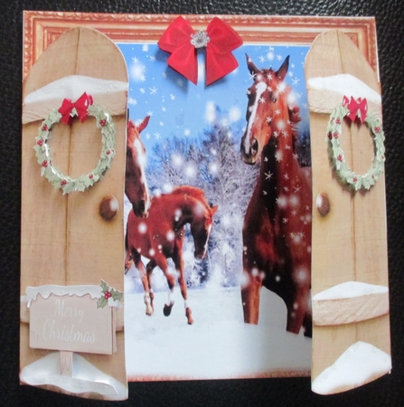 6x6 THROUGH GARDEN GATES SNOWY HORSES by Davina Rundle