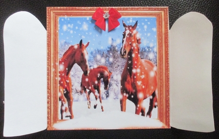 6x6 THROUGH GARDEN GATES SNOWY HORSES by Davina Rundle