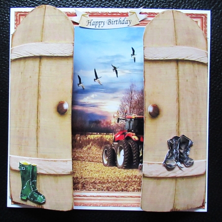8x8 THROUGH THE GATES DOWN ON THE FARM TRACTOR MINI KIT  VARIOUS & BLANK SENTIMENTS by Davina Rundle
