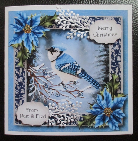 The Blue Bird In Winter 8x8 by Davina Rundle