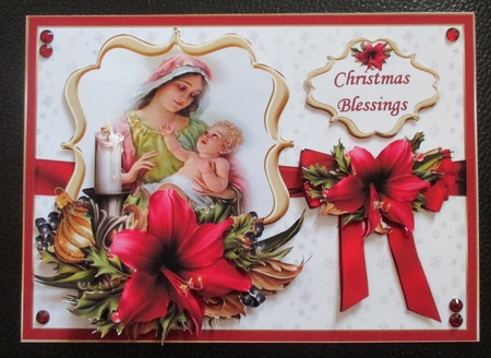 Festive amaryllis with Madona and child choice of scenes mini kit by Davina Rundle