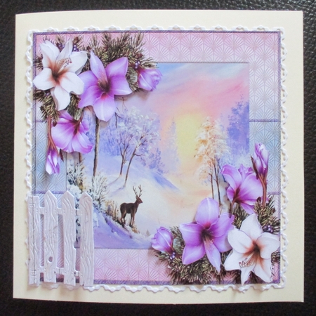 Beautiful Christmas Scene With Lilac Flowers 8x8  by Davina Rundle
