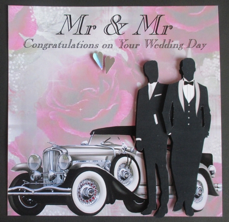Stunning male to male 8 x 8 wedding day card front by Davina Rundle
