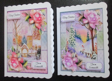 2 6x4 Christmas Scene Pink & Purple Toppers by Davina Rundle