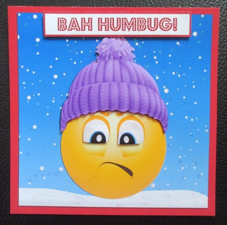 PURPLE WOOLY HAT CHRISTMAS EMOTICON QUICK CARD by Davina Rundle