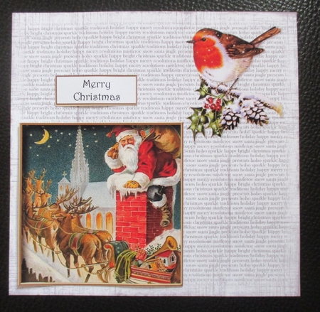 Santa On The Rooftop 8x8 by Davina Rundle