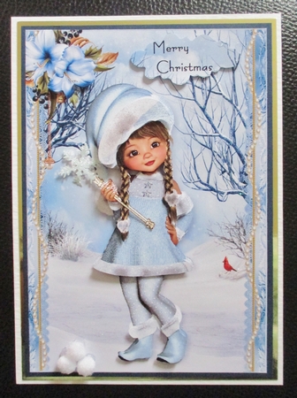 Sweet Little Snowy Walk A5 Card Front & Decoupage by Davina Rundle