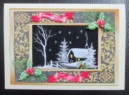 Beautiful Christmas House at Night , Pyramid  by Davina Rundle
