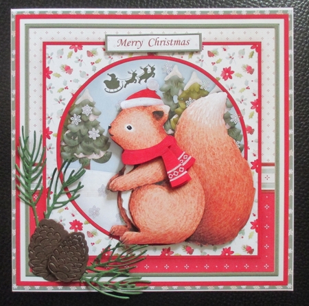 CHRISTMAS SQUIRREL WAITING FOR SANTA 8x8 Decoupage & Insert Mini Kit by Davina Rundle