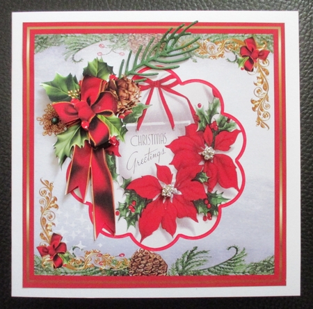 Red poinsettia and holly by Davina Rundle
