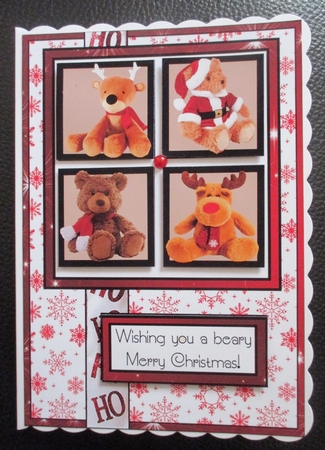 Bears in Squares with Stars and Red Snowflakes by Davina Rundle