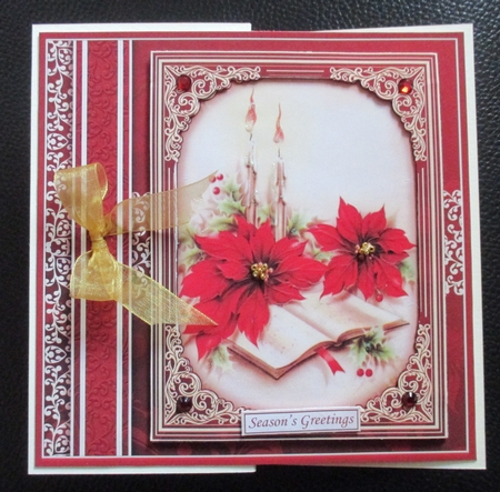 CHRISTMAS POINSETTIA 7.8 Quick Vintage Christmas Card & Insert by Davina Rundle