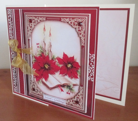 CHRISTMAS POINSETTIA 7.8 Quick Vintage Christmas Card & Insert by Davina Rundle