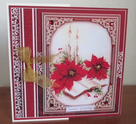 CHRISTMAS POINSETTIA 7.8 Quick Vintage Christmas Card & Insert by Davina Rundle