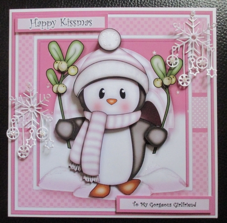 Penguin with Mistletoe Pink Mini Kit by Davina Rundle