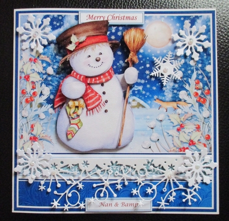SNOWMAN IN MOONLIGHT Christmas 7.8 Decoupage & Insert Mini Kit by Davina Rundle