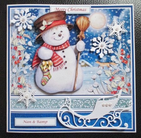SNOWMAN IN MOONLIGHT Christmas 7.8 Decoupage & Insert Mini Kit by Davina Rundle