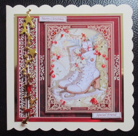 CHRISTMAS SKATES & HOLLY 7.8 Quick Christmas Card & Insert by Davina Rundle