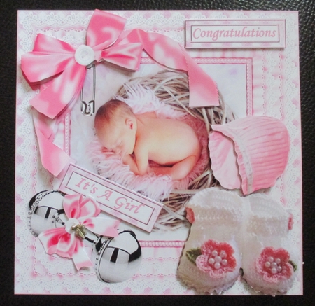 8x8 new baby girl in basket mini kit by Davina Rundle