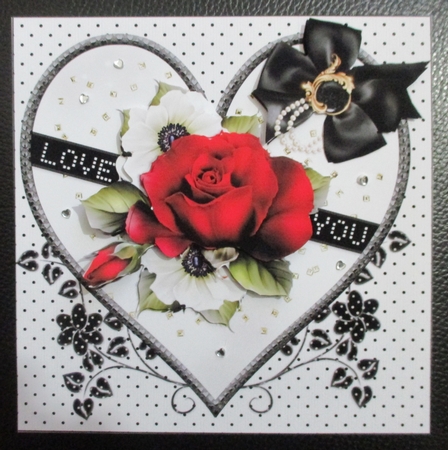 8x8 monochrome love you heart anniversary/valentine mini kit by Davina Rundle