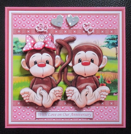 MONKEY LOVE 8x8 Anniversary, Valentines Decoupage & Insert Mini Kit by Davina Rundle