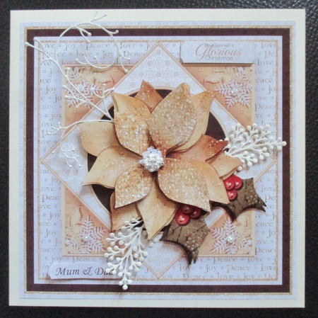 GOLD & WHITE CHRISTMAS POINSETTIA 7.5 Decoupage & Insert Mini Kit by Davina Rundle