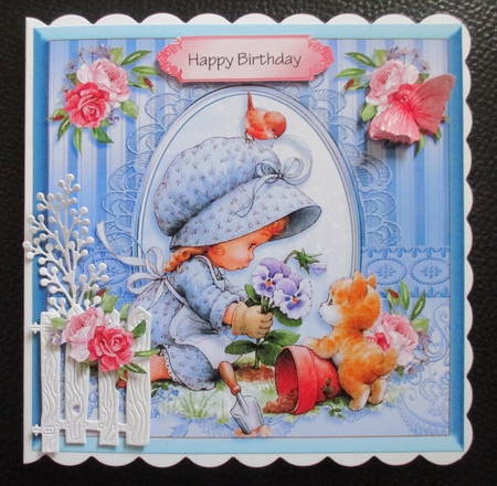Blue Garden Girls 4 Card Front 6.5 by Davina Rundle