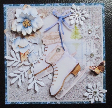 Let It Snow Skates Card Front Kit by Davina Rundle