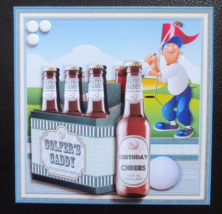 GOLF BEER 6 PACK GOLFERS CADDY 7.5 Decoupage & Insert Mini Kit by Davina Rundle