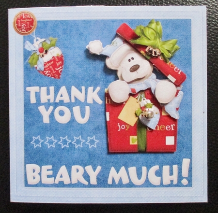 Thank You Beary Much Card Topper with Decoupage by Davina Rundle