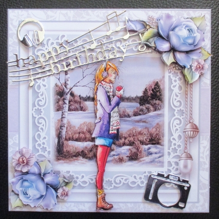 Hot Chocolate And Music card Front Kit by Davina Rundle