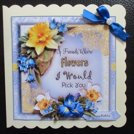 Friends And Flowers Card Front Kit by Davina Rundle