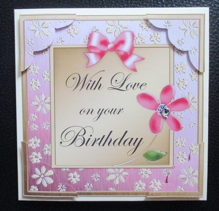 8 x 8 Floral Elegance Birthday Scalloped corner Topper by Davina Rundle
