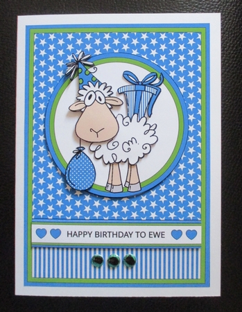 Happy Birthday To EWE - Blue/Green Topper + Decoupage by Davina Rundle
