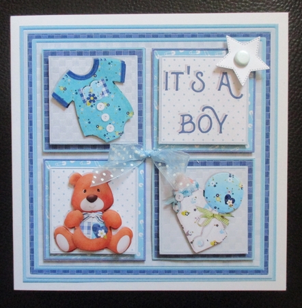 NEW BABY BOY SQUARES 7.5 Decoupage & Insert Mini Kit by Davina Rundle