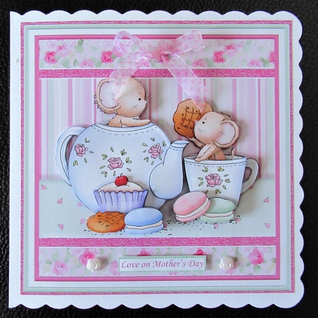 TEA MICE & MACAROONS 7.5 Decoupage & Insert Mini Kit by Davina Rundle