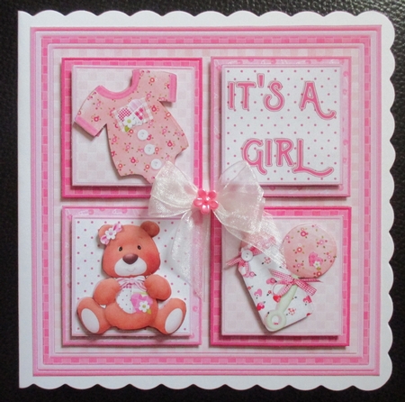 NEW BABY GIRL SQUARES 7.5 Decoupage & Insert Mini Kit by Davina Rundle