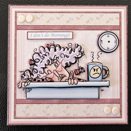 STELLA I DONT DO MORNINGS 7.5 Humorous Decoupage & Insert Mini Kit by Davina Rundle